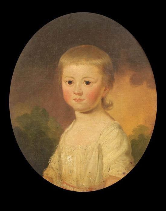 English School c.1800 Portraits of children ovals, 12.5 x 10.5in.